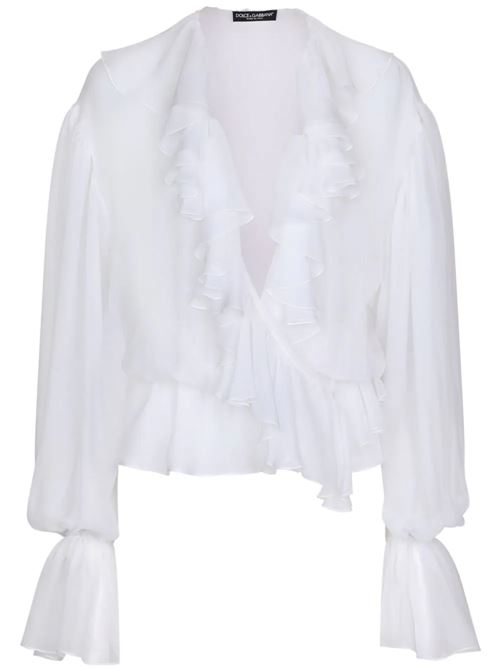 ruffled-trim silk cropped blouse Dolce & Gabbana | F79FGTFU1ATW0800